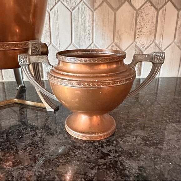 Vintage Universal Copper Samovar Coffee Urn Set L.F.&C. E9189 w Creamer Sugar - Picture 2 of 16